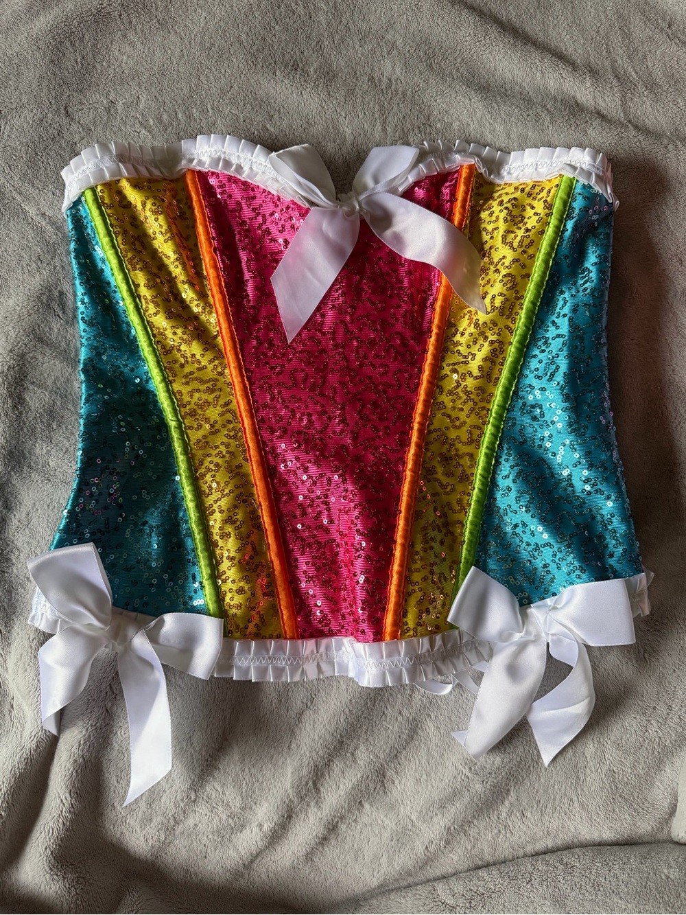 Rainbow Sequin Costume Bustier Top - Multicolor